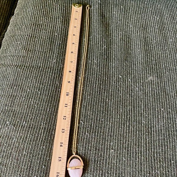 Vtg Necklace 18k Gold Filled with Rose Quarts pendant - Picture 3 of 4